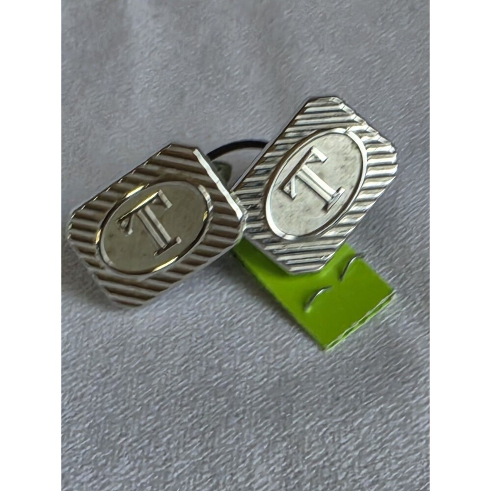Vintage Mid Century Modern Swank “T INITIAL” Silver Tone Cuff Links 60's
